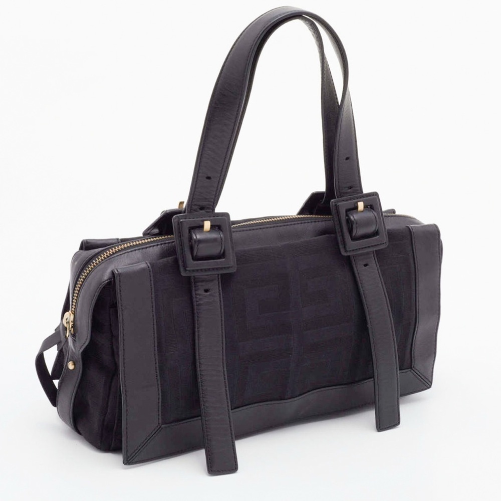 GIVENCHY Black Monogram Canvas and Leather Satchel Vintage Y2K - Picture 2 of 13